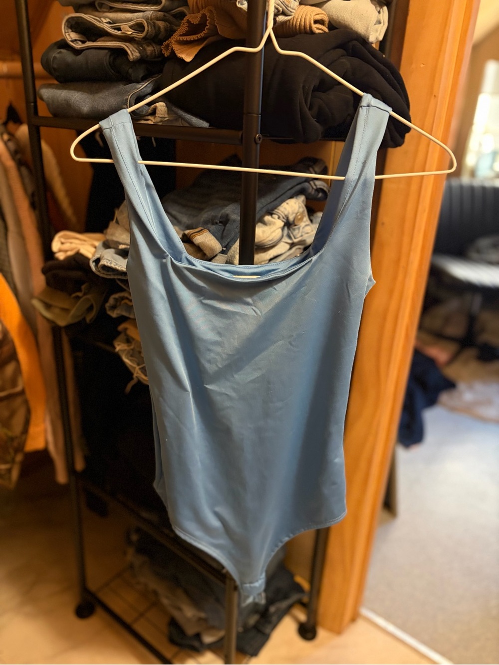 Classic Scoop Neck Blue Bodysuit